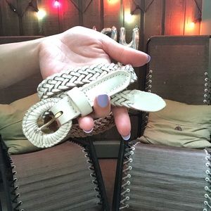 Vintage Leather White Braided Belt